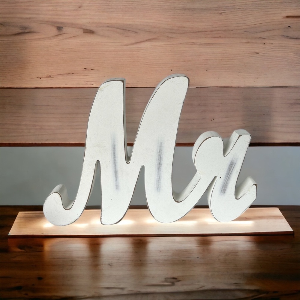 White Wooden Mr Sign